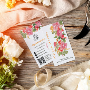 Geschilderd boho bloem waterverf bloemist logo qr visitekaartje