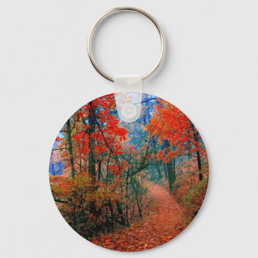 Geschilderd bos herfst vlam aquarel cadeaus sleutelhanger (Voorkant)