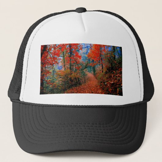 Geschilderd bos herfst vlam aquarel cadeaus trucker pet (Voorkant)