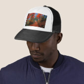 Geschilderd bos herfst vlam aquarel cadeaus trucker pet (In situ)