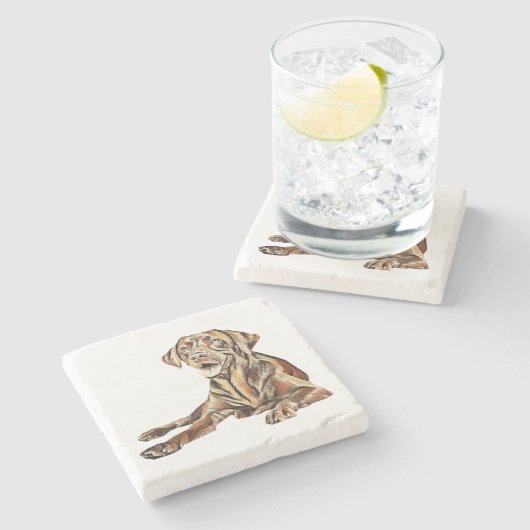 Geschilderd Chocolade Lab Marmer Onderzetter (Zijkant)