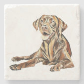 Geschilderd Chocolade Lab Marmer Onderzetter (Voorkant)