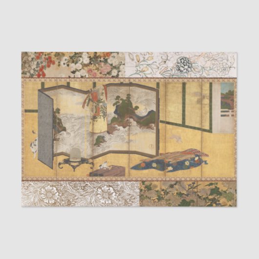 Geschilderd Coromandel veranderend scherm Tissuepapier (Voorkant)