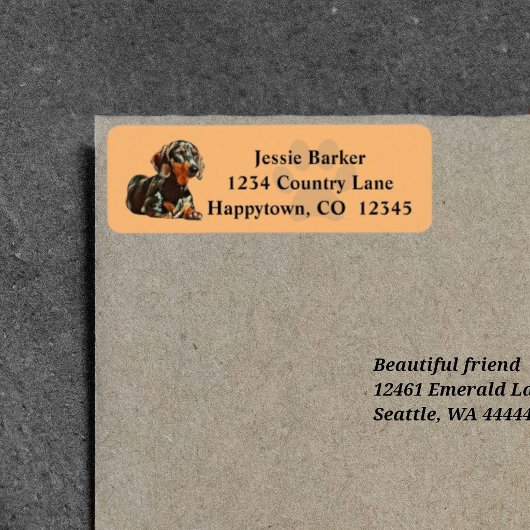 Geschilderd Dachshund Retouradres Label