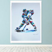 Geschilderd door Mark Elsen Hockeyspeler Canvas Afdruk (Insitu (Houten vloer))