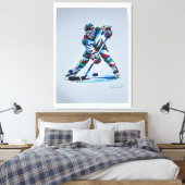 Geschilderd door Mark Elsen Hockeyspeler Canvas Afdruk (Insitu (Slaapkamer))