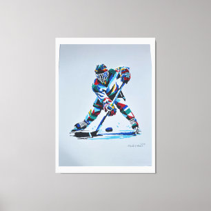 Geschilderd door Mark Elsen Hockeyspeler Canvas Afdruk