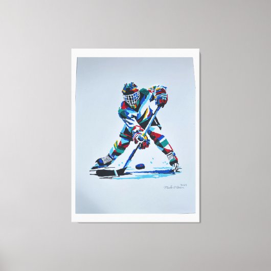 Geschilderd door Mark Elsen Hockeyspeler Canvas Afdruk (Voorkant)