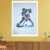 Geschilderd door Mark Elsen Hockeyspeler Canvas Afdruk (Insitu (Woonkamer))