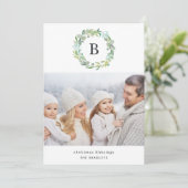 Geschilderd eucalyptus monogram | Vakantie fotokaa Feestdagenkaart (Staand voorkant)
