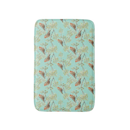  geschilderd Europees Robin vogelpatroon Badmat (Voorkant Verticaal)