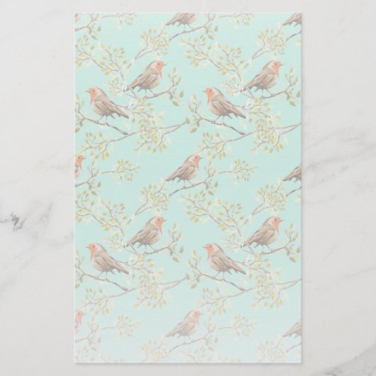  geschilderd Europees Robin vogelpatroon Briefpapier (Voorkant)