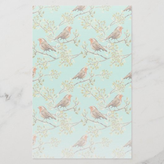 geschilderd Europees Robin vogelpatroon Briefpapier (Achterkant)