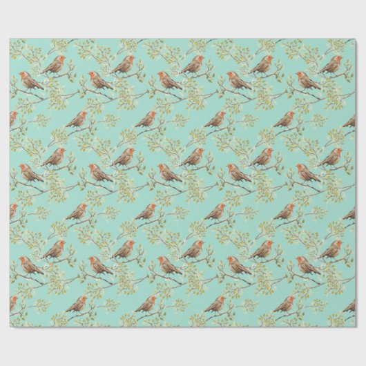 geschilderd Europees Robin vogelpatroon Cadeaupapier (Vlak)