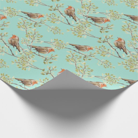 geschilderd Europees Robin vogelpatroon Cadeaupapier (Hoek)