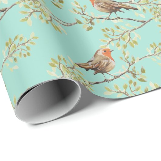  geschilderd Europees Robin vogelpatroon Cadeaupapier (Rol Hoek)