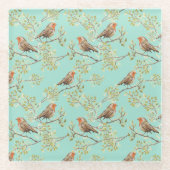  geschilderd Europees Robin vogelpatroon Glazen Onderzetter (Voorkant)