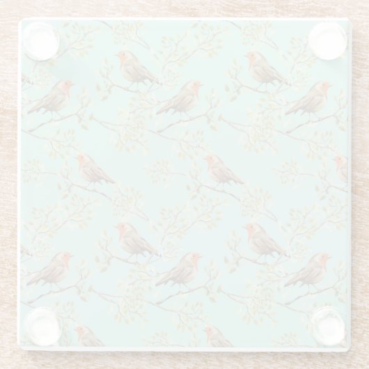  geschilderd Europees Robin vogelpatroon Glazen Onderzetter (Achterkant)