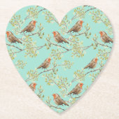  geschilderd Europees Robin vogelpatroon Kartonnen Onderzetters (Voorkant)