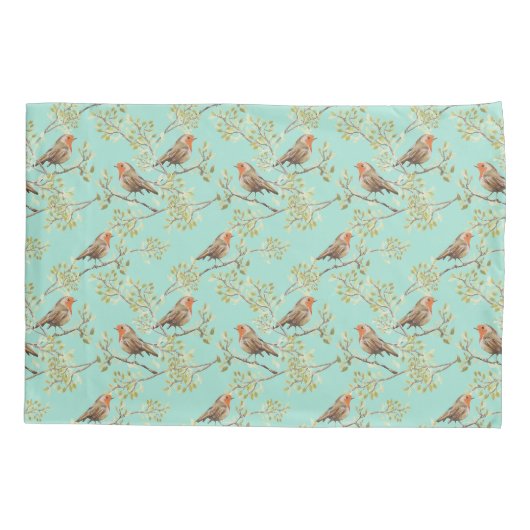 geschilderd Europees Robin vogelpatroon Kussensloop (Achterkant)