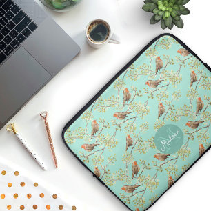 geschilderd Europees Robin vogelpatroon Laptop Sleeve