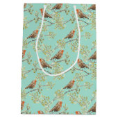 geschilderd Europees Robin vogelpatroon Medium Cadeauzakje (Achterkant)