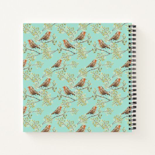  geschilderd Europees Robin vogelpatroon Notitieboek (Achterkant)