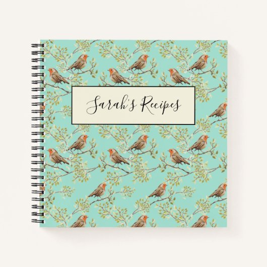  geschilderd Europees Robin vogelpatroon Notitieboek (Voorkant)