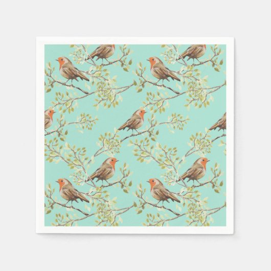  geschilderd Europees Robin vogelpatroon Servet (Voorkant)