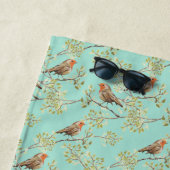  geschilderd Europees Robin vogelpatroon Strandlaken (In situ)