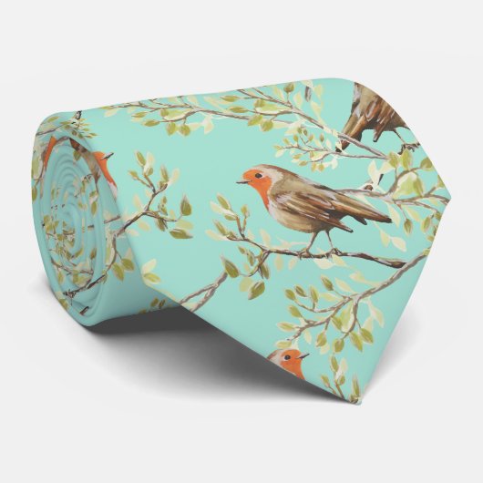  geschilderd Europees Robin vogelpatroon Stropdas (Opgerold)
