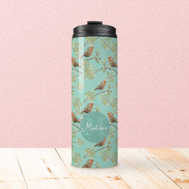  geschilderd Europees Robin vogelpatroon Thermosbeker