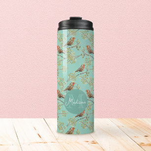 geschilderd Europees Robin vogelpatroon Thermosbeker