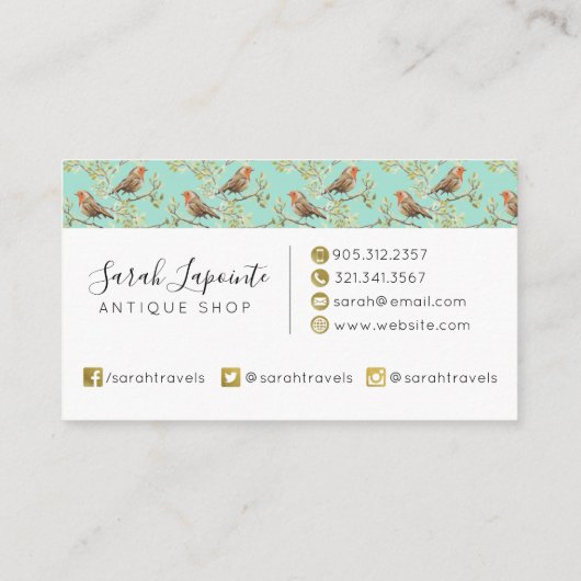  geschilderd Europees Robin vogelpatroon Visitekaartje (Achterkant)