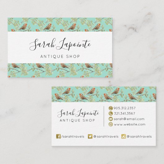  geschilderd Europees Robin vogelpatroon Visitekaartje (Voorkant / Achterkant)