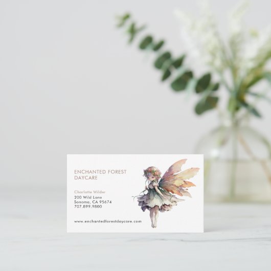 Geschilderd Fairy Kind Kinderopvang Visitekaartje (Staand voorkant)
