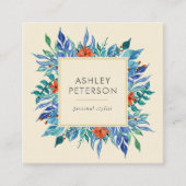 Geschilderd Floral Botanisch Elegant Modern Vierkante Visitekaartje (Voorkant)
