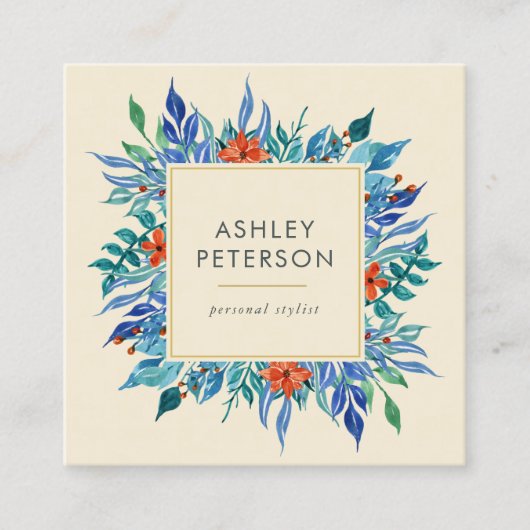 Geschilderd Floral Botanisch Elegant Modern Vierkante Visitekaartje