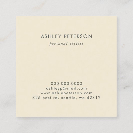 Geschilderd Floral Botanisch Elegant Modern Vierkante Visitekaartje (Achterkant)