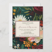 Geschilderd Floral Bourgondië Green Repetitie Dine Kaart (Voorkant)