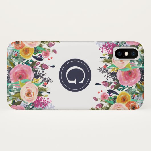 Geschilderd Floral gepersonaliseerd Initiaal iPhon Case-Mate iPhone Case (Achterkant (horizontaal))