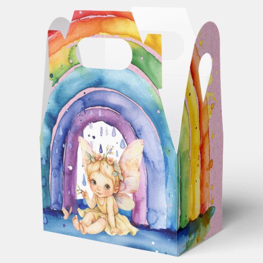 Geschilderd Geel Fairy Rainbow Meisje Verjaardagsf Bedankdoosjes (Geopend)