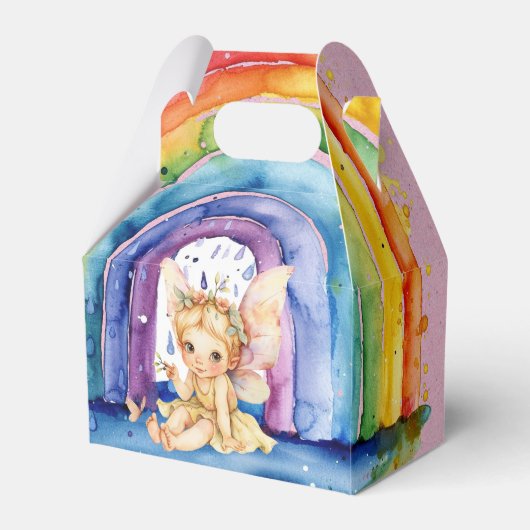 Geschilderd Geel Fairy Rainbow Meisje Verjaardagsf Bedankdoosjes (Voorkant Zijde)