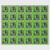 Geschilderd goddeloos goede heks Green Gingham Pla Cadeaupapier (Vlak)