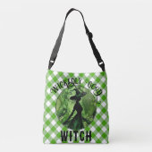 Geschilderd goddeloos goede heks Green Gingham Pla Crossbody Tas (Achterkant)