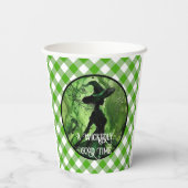 Geschilderd goddeloos goede heks Green Gingham Pla Papieren Bekers (Achterkant)