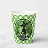 Geschilderd goddeloos goede heks Green Gingham Pla Papieren Bekers (Voorkant)