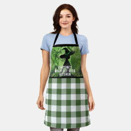 Geschilderd goddeloos goede heks Green Gingham Pla Schort