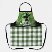 Geschilderd goddeloos goede heks Green Gingham Pla Schort (Voorkant)