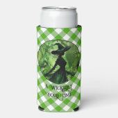 Geschilderd goddeloos goede heks Green Gingham Pla Seltzer Blikjeskoeler (Seltzer Voorkant)